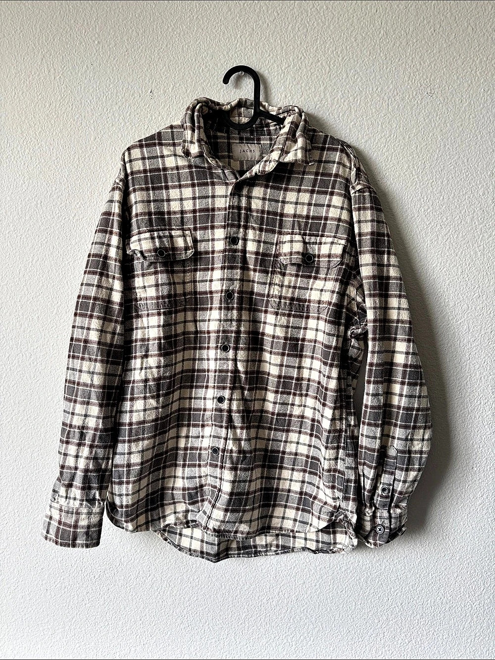 Jachs Men's Cotton Plaid Button Down in Brown & Cream